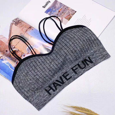 

Sports Bra Female Letter Elements Add Novel Fashion Without Rims Shockproof Beauty Back Comfortable Versatile Wear Comfortable