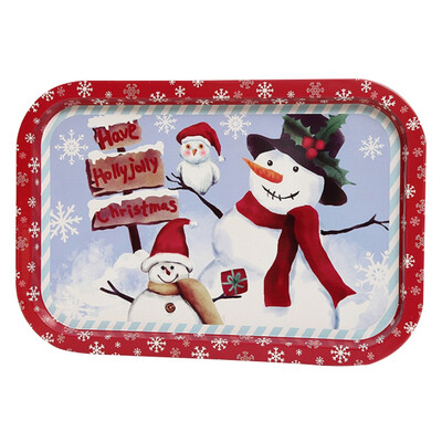 

Christmas Tinplate Storage Tray Decorative Food Serving Plate Fruit Tray Holiday Home Organizer Decorations