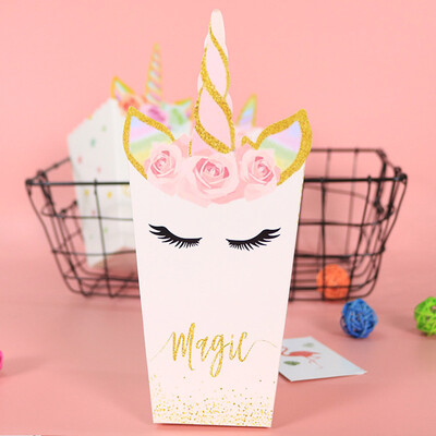 

12pcs Unicorn Popcorn Candy Boxes Paper Bag Home Birthday Party Supplies DIY