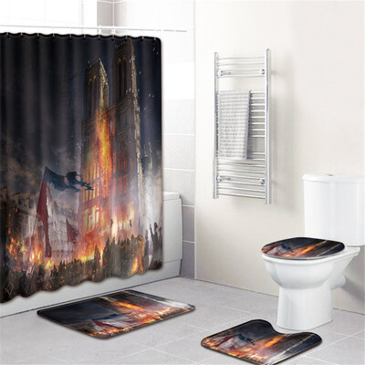 

〖Follure〗Waterproof Bathroom Shower Curtain Set Non-Slip Rug Toilet Lid Cover Bath Mat