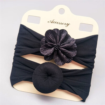 

2Pcs Baby Cute Headwears Kids Girls Boys Solid Donut Flower Design Headband Children All SeasonsParty Gifts 0-6Y