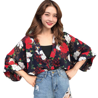 

women tops&blouse Sexy V-Neck elegant blouse Loose shirts blusas mujer Button Women Shirt Printed long sleeve blouse