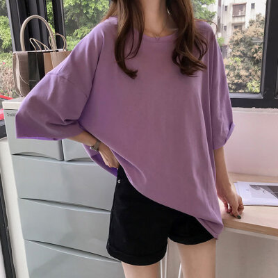 

EFINNY Fall Oversize Women T-shirt Candy Streetwear Casual Shirt Perfect Basics Tees Long Tops