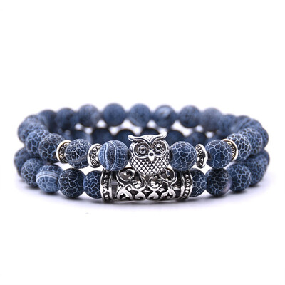 

Natural Stone Owl Bracelets Bangles Charm Bracelet Set For Women Men Bracelet Jewelry