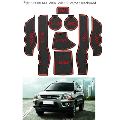 

9pcsset Car Door Groove Mat Gate Slots Cup Holder Non-slip Pad Decor Replacement For Kia Sportage 2007-2013