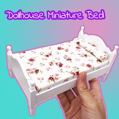 

Siaonvr Dollhouse Furniture Mini Bed Set Miniature Living Room Kids Pretend Play Toy