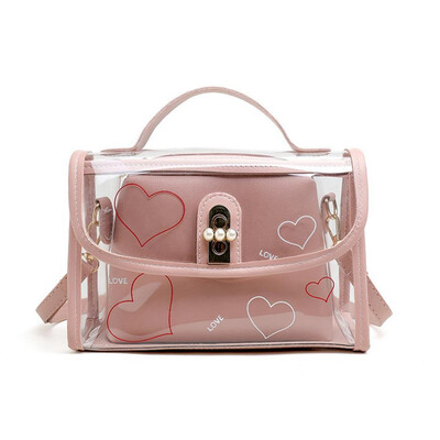 

Two-Pieces Set Women Transparent Shoulder Bag Clear Jelly Bag Tote Casual Handbag Girl Messenger Crossbody Bag