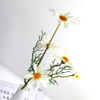 

Artificial Flowers Fake Flowers 5 Branches 5 Heads Vintage Style Daisy Bouquet for Home Garden Office Table Wedding Decor