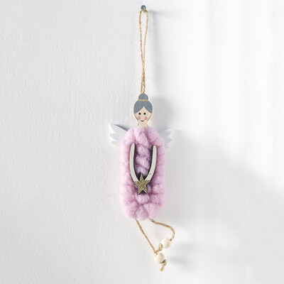 

Christmas Tree Ornament Wooden Wool Felt Christmas Angel Pendant Hanging Decor Kids Xmas Gift