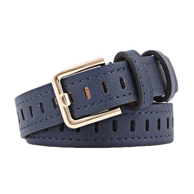

Solid Color Belt For Women PU Leather Fashion Casual Wide Long Porous Square Buckle Hollow Imitation Belt Female