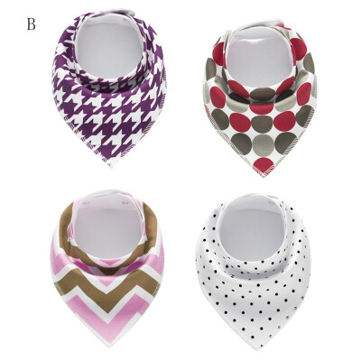 

Cotton Baby Bibs Newborn Triangle Feeding Nursing Bandana Burp Cloths 4Pcs