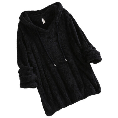 

Womens Double-faced Velvet Hoodies Solid Color Fashion Concise Casual Long Sleeve Hoodies Coat Sweatshirt