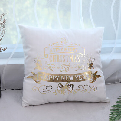 

Tailored Merry Christmas Gold Foil Printing Pillow Case Sofa Waist Throw Cushion Cover