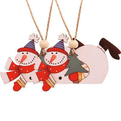 

Gobestart 2PC Wooden Hanging Christmas Santa Snowman Angel Ornament Xmas Party Home Decor