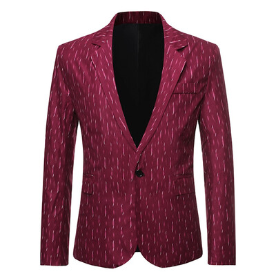 

Toponeto Mens Slim Button Suit Plaid Turn-down Collor tops Solid Jacket Coat