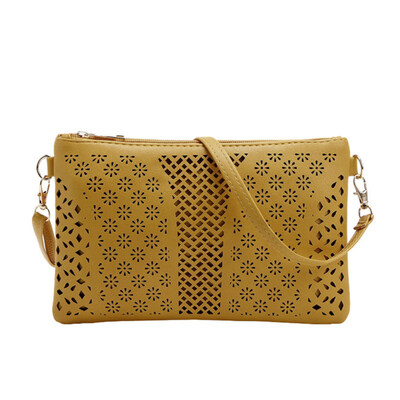 

Vintage Women Hollowed Crossbody Shoulder Bag Zip Faux Leather Envelope Pouch