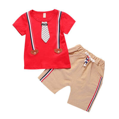 

Baby Clothes Toddler Baby Boys 2pcs Summer Outfits Fake Tie Print T-shirt TopsShorts Casual Sets Baby Boy Clothes