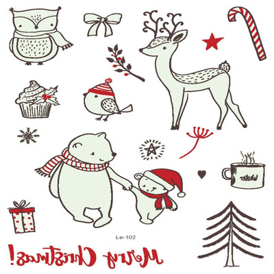 

Christmas Tatoo Flash Luminous Tattoo Glow In The Dark Glitter Fluorescent Temporary Tattoos Stickers Water Transfer Body Art