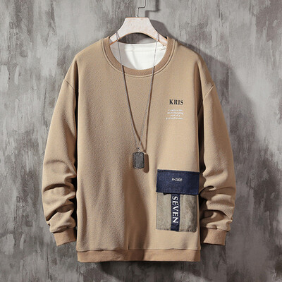 

Toponeto Mens New Style Casual Fashion Patchwork O-Neck Long Sleeves T-shirt Top Blouse