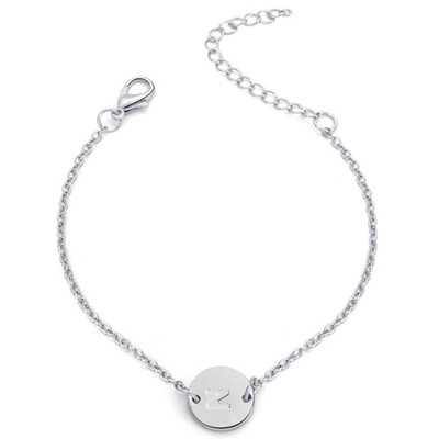 

26 English Alphabet Round Silver Bracelet Female Personality Fashion Bracelet Jewelry Hot Gift