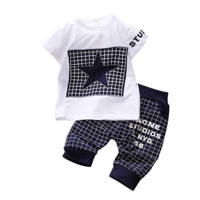 

Brand Summer Star Pattern Kids Clothes Sets Baby boy Clothes T-shirt Medium Pants Newborn Sport Suits Baby Set