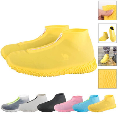 

Reusable silicone waterproof shoe cover zipper no slip silicone shoe cover suitable for children adults