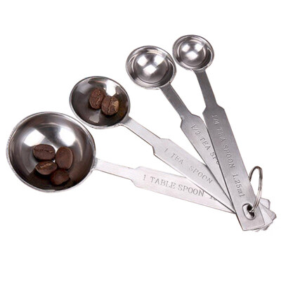 

4Pcs Household Kitchen Utensil Tool Stainless Steel Measuring Spoons Cups Set