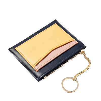 

Fashion Women Color Block Patchwork Ring Zip Faux Leather Short Wallet Purse