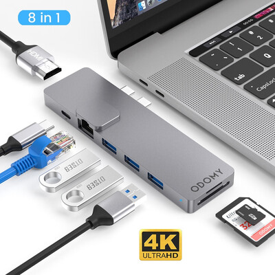 

8-in-1 USB C HUB Type C Card Reader Thunderbolt Adapter 4K HDMI for MacBook Pro