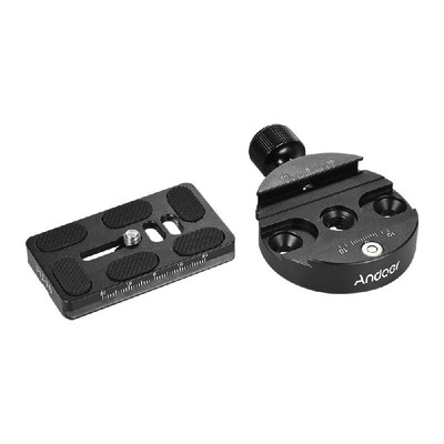 

Andoer KZ-40 Universal Aluminum Alloy Tripod Head Disc Clamp Adapter w PU-70 Quick Release Plate Compatible for Arca Swiss