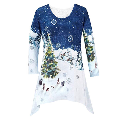 

Gobestart New Women Fashion Christmas Shirt Tunic Woodland Winter Scene Blouse