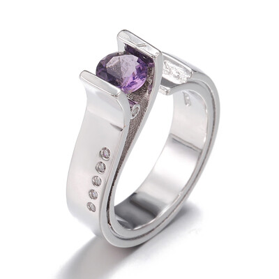 

Womens Exquisite Amethyst Ring Creativity Purple Natural Gemstones Diamond Ring