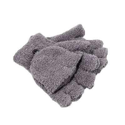 

Winter Half Finger Gloves Coral Fleece Semi Finger Warm Gloves Novelty Soft Toweling Half Covered Women Gloves Mittens