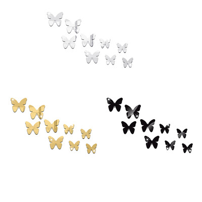 

9PCSSet 3D DIY Plastic Mirror Wall Sticker Butterfly Decal Mirror Effect Decals Livingroom Home Poster Decor