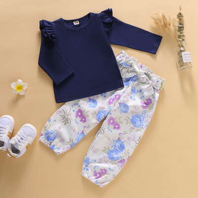 

Autumn Baby Girls Clothes Newborn Sets Outfit Long Sleeve Tshirt Tops Floral Print Pants 2Pcs Set Fashion Roupa Infantil