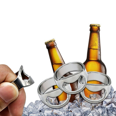 

Stainless Steel Beer Openers Finger Ring Ring-Shape Beer Bottle Opener Versatile Kitchen Bar Tools