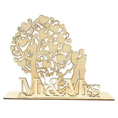 

Heart Shape Tree And Mr & Mrs With LED Light DIY Wooden Wedding Party Ornament Decorative Sign