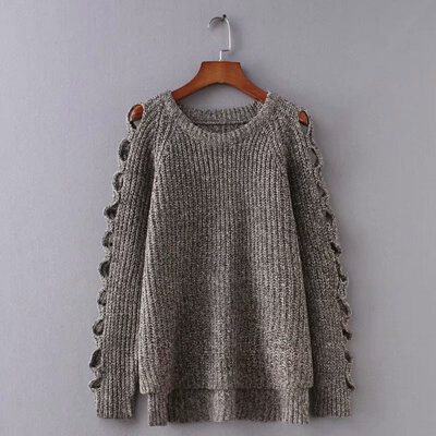 

Knitted Sweater Womens Round Neck Hollow Design Fashion Slim Autumn And Winter New Loose Simple Thick Warm Warm Wild