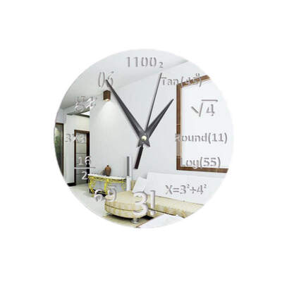 

1 PC 3D Mirror Wall Stickers Equation Polytechnic Digital Wall Clocks Round Wall Decoration Living Room Decoration