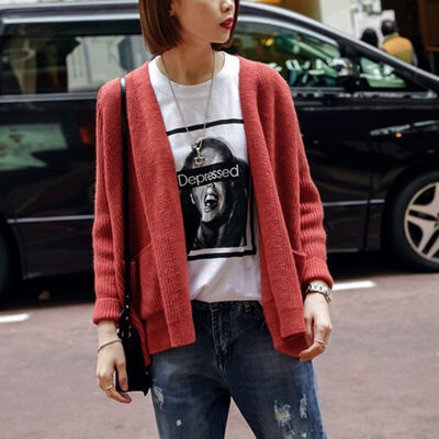 

Women Sweaters Fashion Autumn Cardigans Knitted SweaterCasual Solid Color Loose Pocket Open Stitch Tops 2019