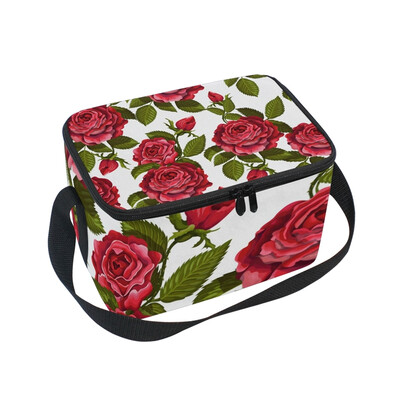

ALAZA Lunch Box Insulated Lunch Bag Large Cooler Tote Bag Red Rose Pattern for Men Women Girls Boys