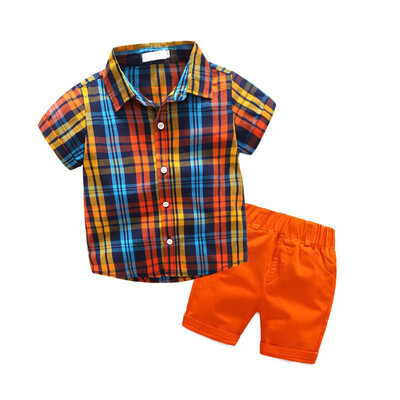 

Children Clothing Set New Fashion Boys Kids Plaid ShirtShorts Set Gentleman 2pcs Suit Summer Casual Outfits Set 2-7Y