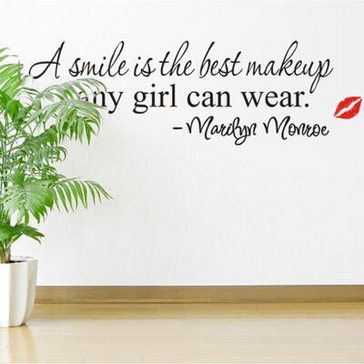 

A smile is the best makeup any girl art mural decal decor quote wall sticker