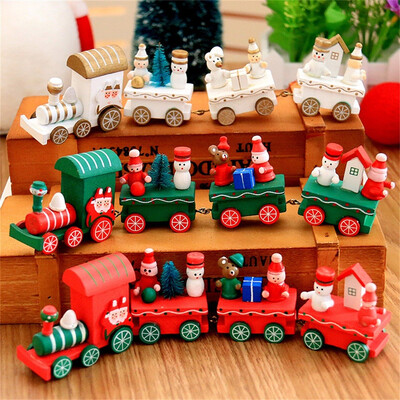 

YIWULAXmas Wooden Christmas Train Santa Claus Festival Ornament Home Decor Kids Gifts