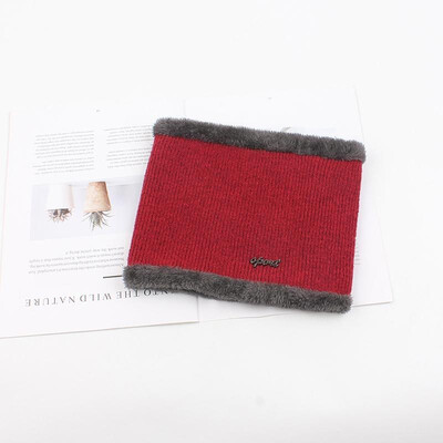 

Men Winter Knitted Fluffy Ring Scarf Solid Color Thick Warm Stretchy Muffler Collar Neck Warmer
