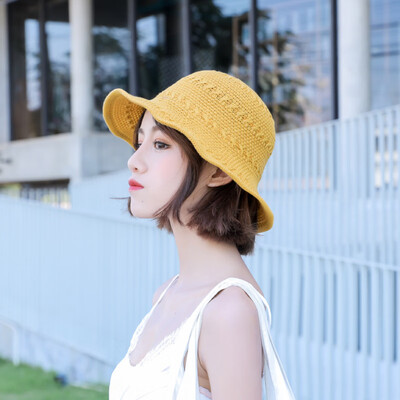 

Korean version of summer Joker fisherman hat tie bow straw hat womens summer small fresh knit beach holiday visor