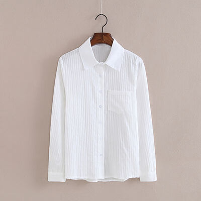 

Women Cotton Shirt High Quality Women Blouse Autumn Long Sleeve Solid White Shirts Slim Female Casual Ladies Tops
