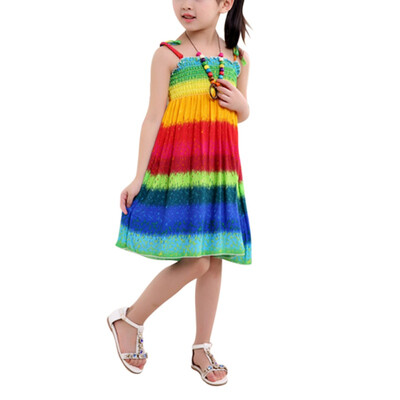 

Summer Bohemian Style Lovely Girls Dress Floral Beading Necklace For Girls Beach Dress Clothes Infant Dresses