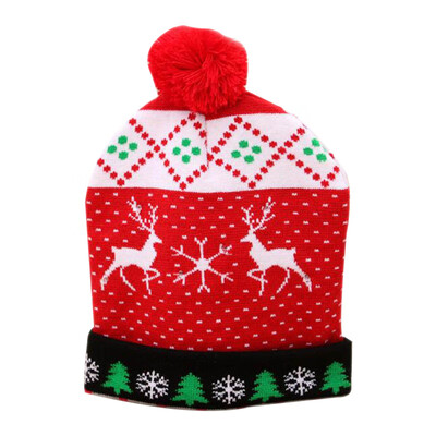 

HOT Designs LED Christmas Hats Beanie Sweater Christmas Santa Hat Light Up Knitted Hat for Kid Adult For Christmas Party
