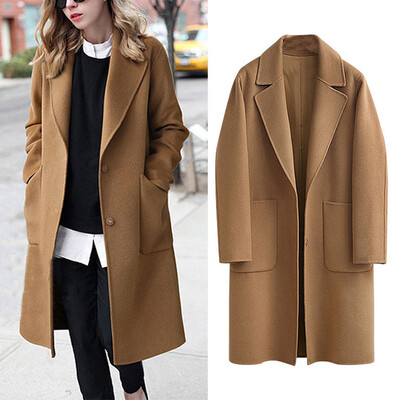 

Toponeto Womens Winter Lapel Button Long Trench Coat Jacket Ladies Overcoat Outwear